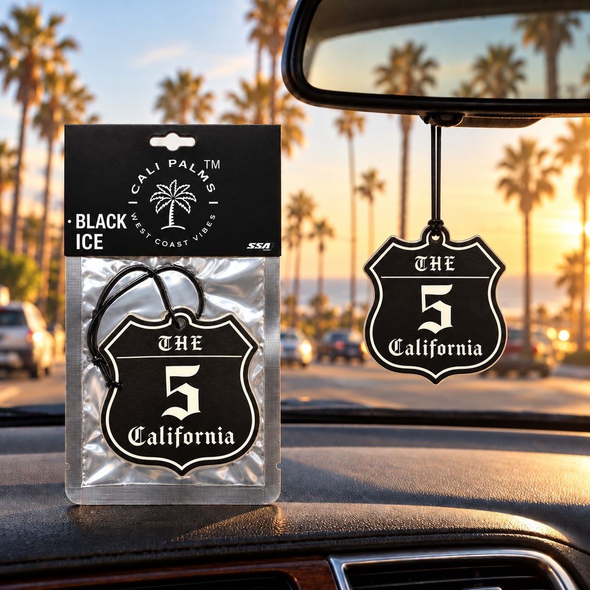 The 5 Freeway - Black Ice Car Air Freshener - lifestyle scene