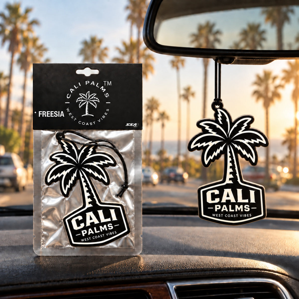 Cali Palms Palm Tree - Freesia Car Air Freshener - lifestyle scene