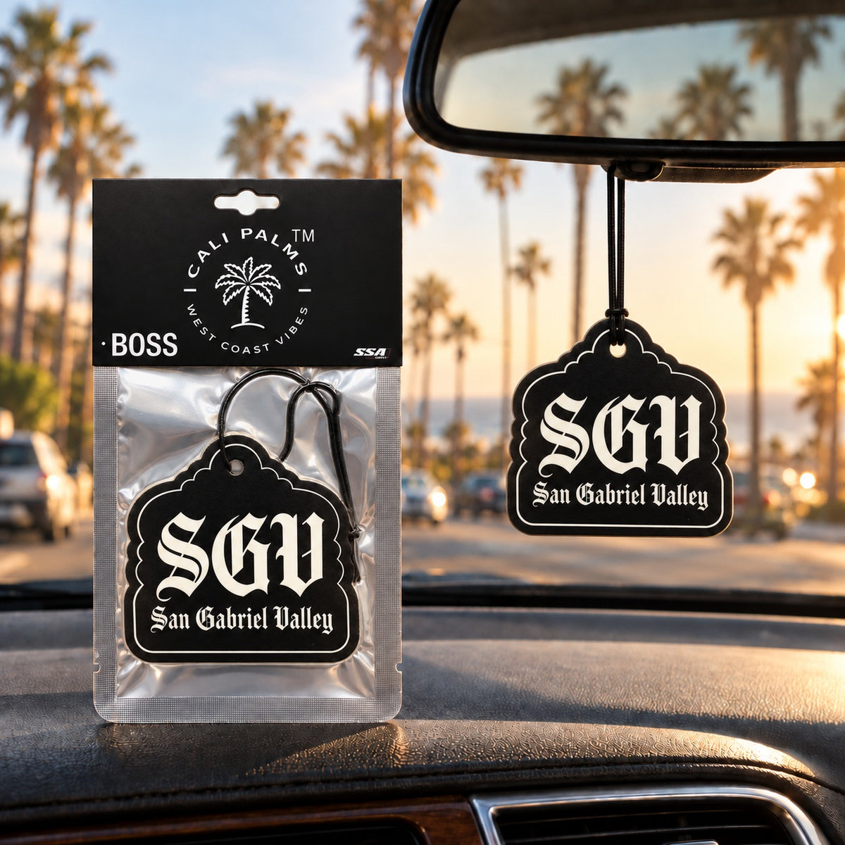 SGV San Gabriel Valley - Boss Car Air Freshener - lifestyle scene