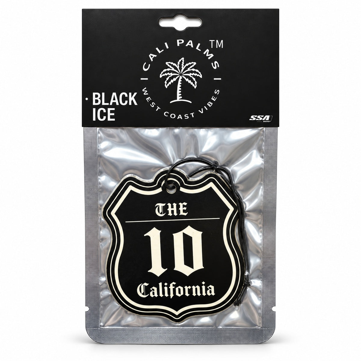 The 10 Freeway - Black Ice Car Air Freshener - packaged product on white background