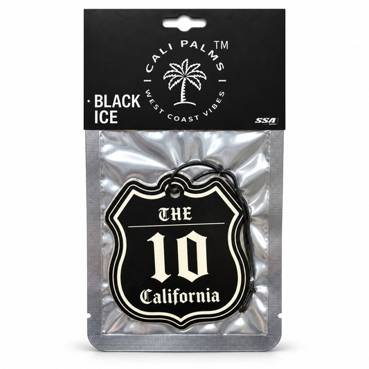 The 10 Freeway - Black Ice Car Air Freshener - packaged product on white background