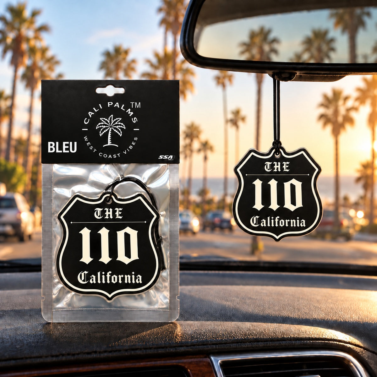 The 110 Freeway - Bleu Car Air Freshener - lifestyle scene