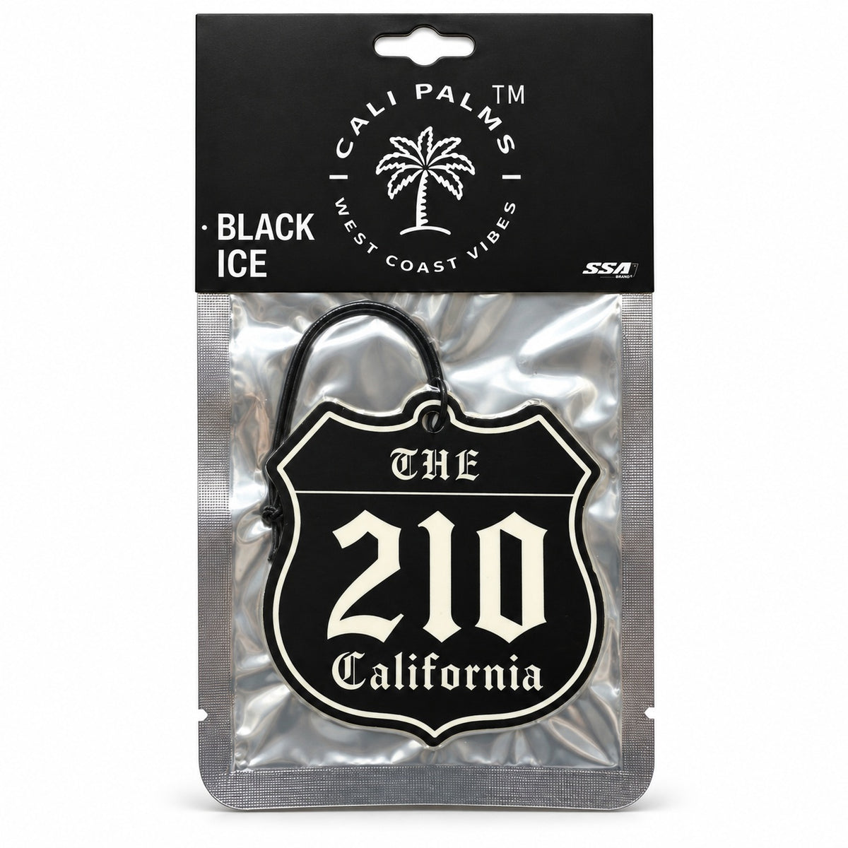 The 210 Freeway - Black Ice Car Air Freshener - packaged product on white background