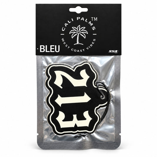 213 Area Code - Bleu Car Air Freshener - packaged product on white background