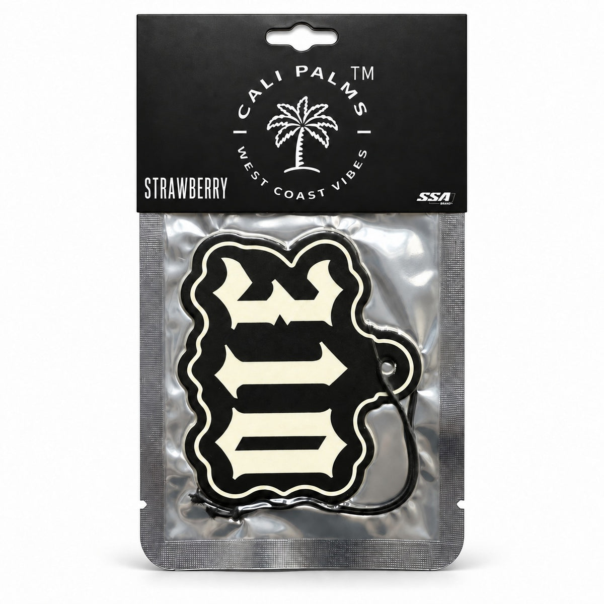 310 Area Code - Strawberry Car Air Freshener - packaged product on white background