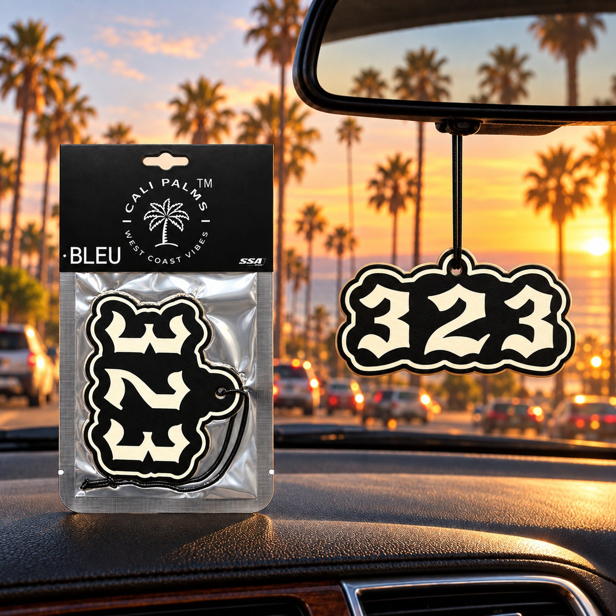 323 Area Code - Bleu Car Air Freshener - lifestyle scene