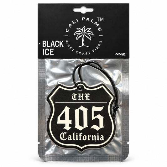 The 405 Freeway - Black Ice Car Air Freshener - packaged product on white background