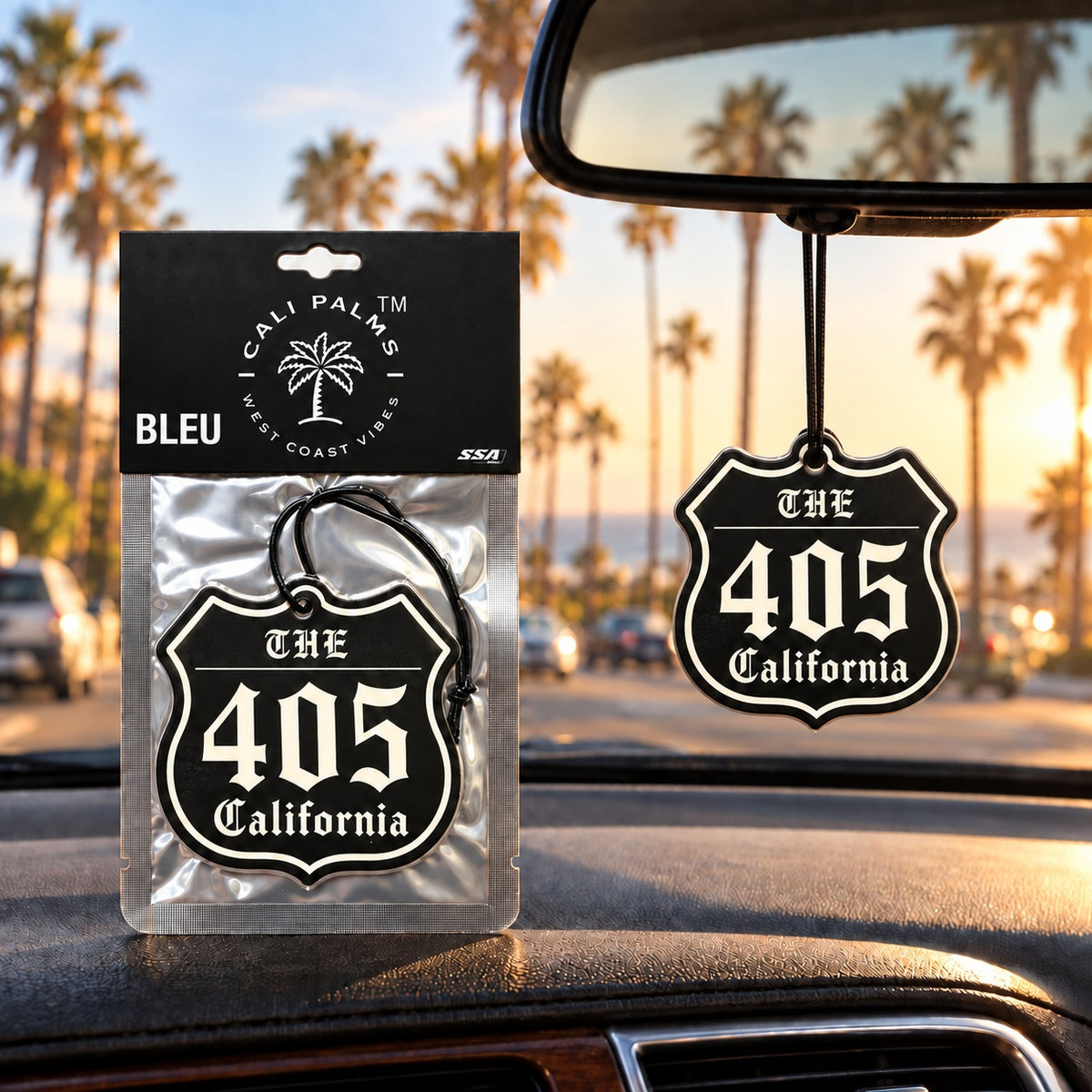 The 405 Freeway - Bleu Car Air Freshener - lifestyle scene
