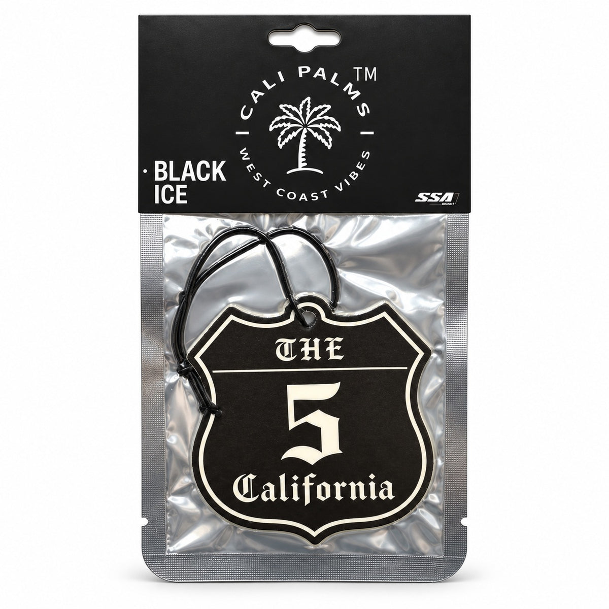 The 5 Freeway - Black Ice Car Air Freshener - packaged product on white background