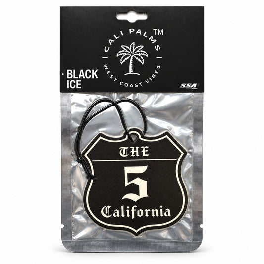 The 5 Freeway - Black Ice Car Air Freshener - packaged product on white background