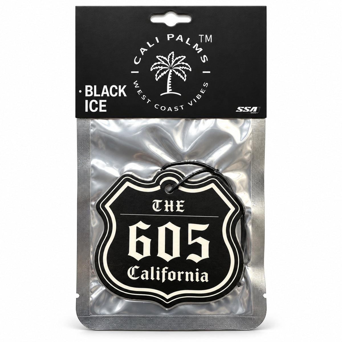 The 605 Freeway - Black Ice Car Air Freshener - packaged product on white background