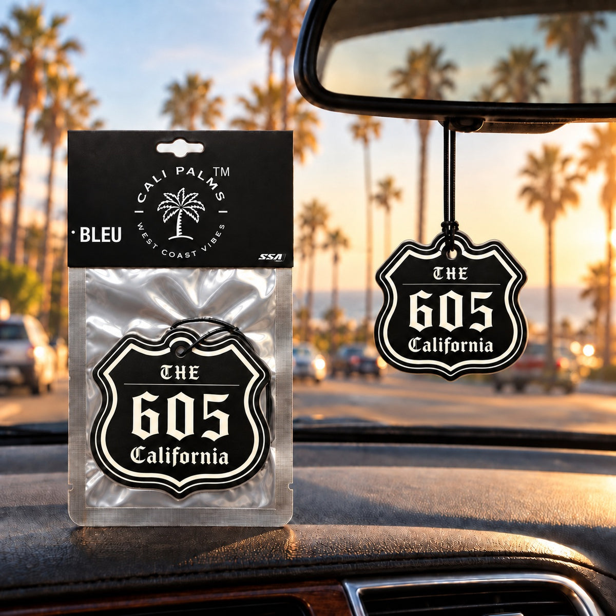The 605 Freeway - Bleu Car Air Freshener - lifestyle scene