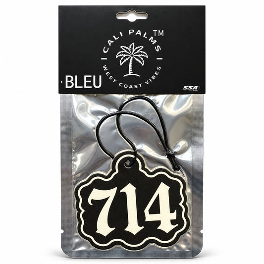 714 Area Code - Bleu Car Air Freshener - packaged product on white background