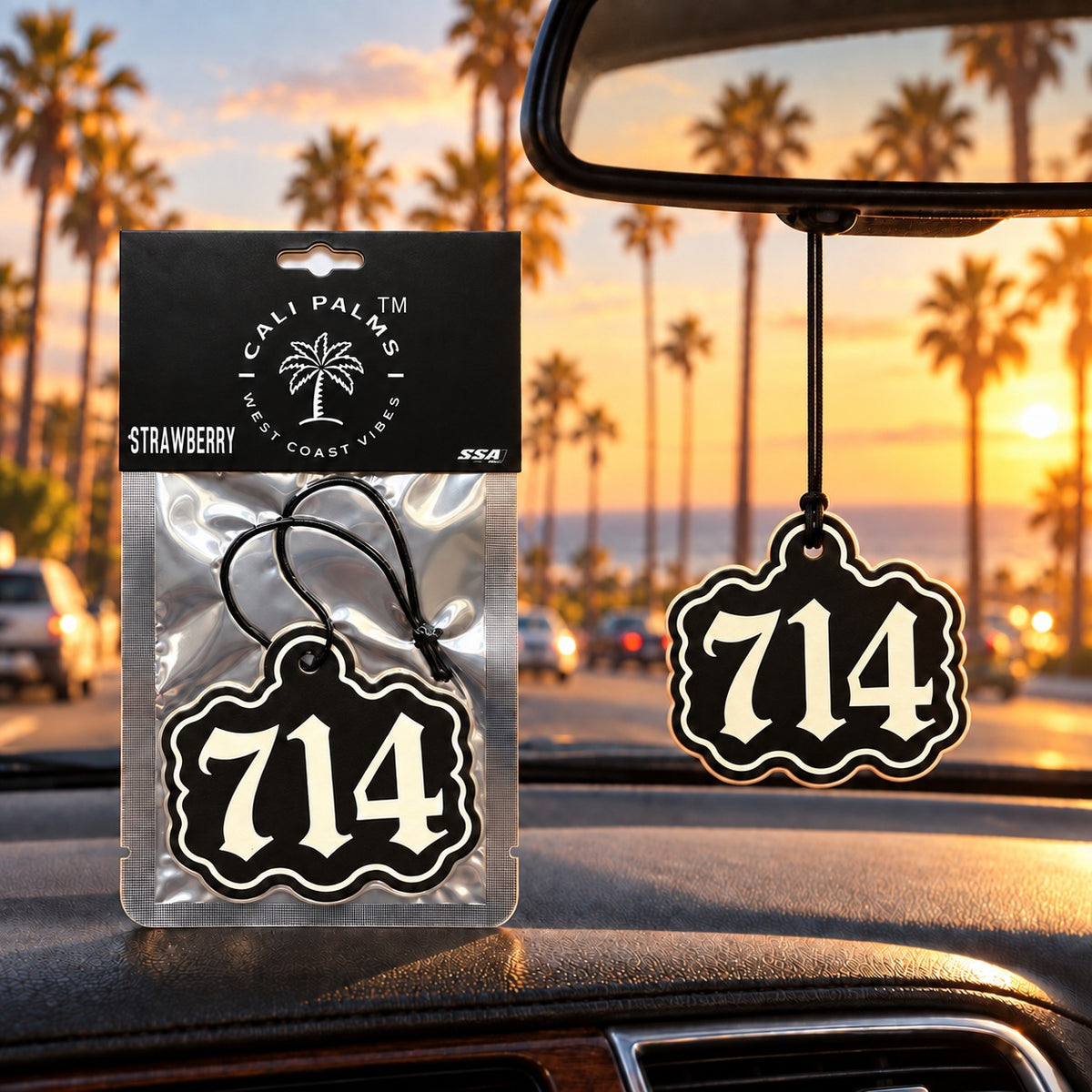 714 Area Code - Strawberry Car Air Freshener - lifestyle scene