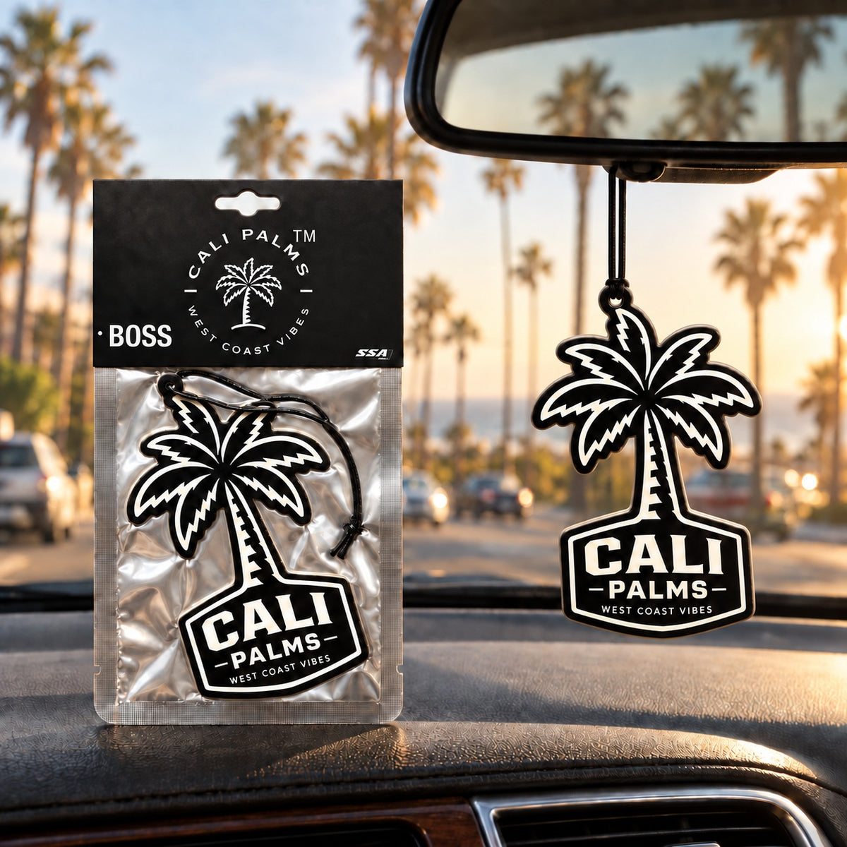 Cali Palms Palm Tree - Boss Car Air Freshener - lifestyle scene