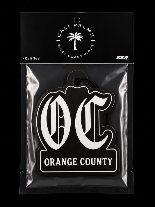 Cali Palms OC Orange County car air freshener in Cali Tea scent, packaged product