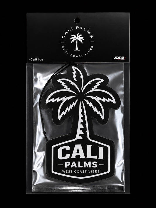 Cali Palms Palm Tree car air freshener in Cali Ice scent, packaged product