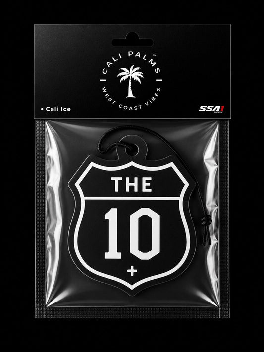Cali Palms The 10 Freeway car air freshener in Cali Ice scent, packaged product