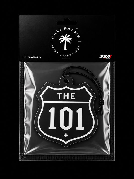 Cali Palms The 101 Freeway car air freshener in Cali Berry scent, packaged product