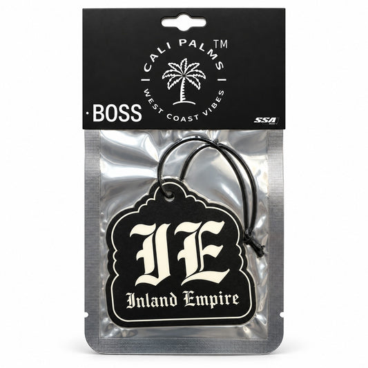 IE Inland Empire - Boss Car Air Freshener - packaged product on white background
