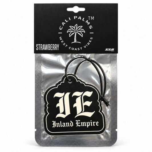 IE Inland Empire - Strawberry Car Air Freshener - packaged product on white background