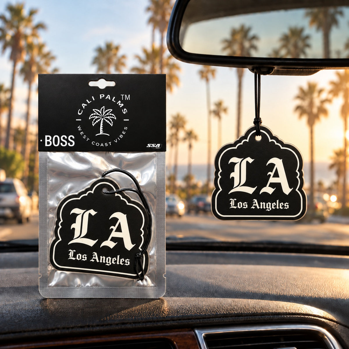 LA Los Angeles - Boss Car Air Freshener - lifestyle scene
