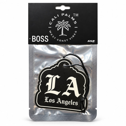 LA Los Angeles - Boss Car Air Freshener - packaged product on white background