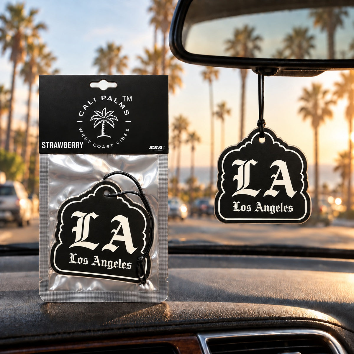 LA Los Angeles - Strawberry Car Air Freshener - lifestyle scene