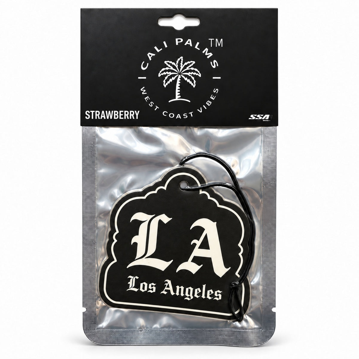 LA Los Angeles - Strawberry Car Air Freshener - packaged product on white background