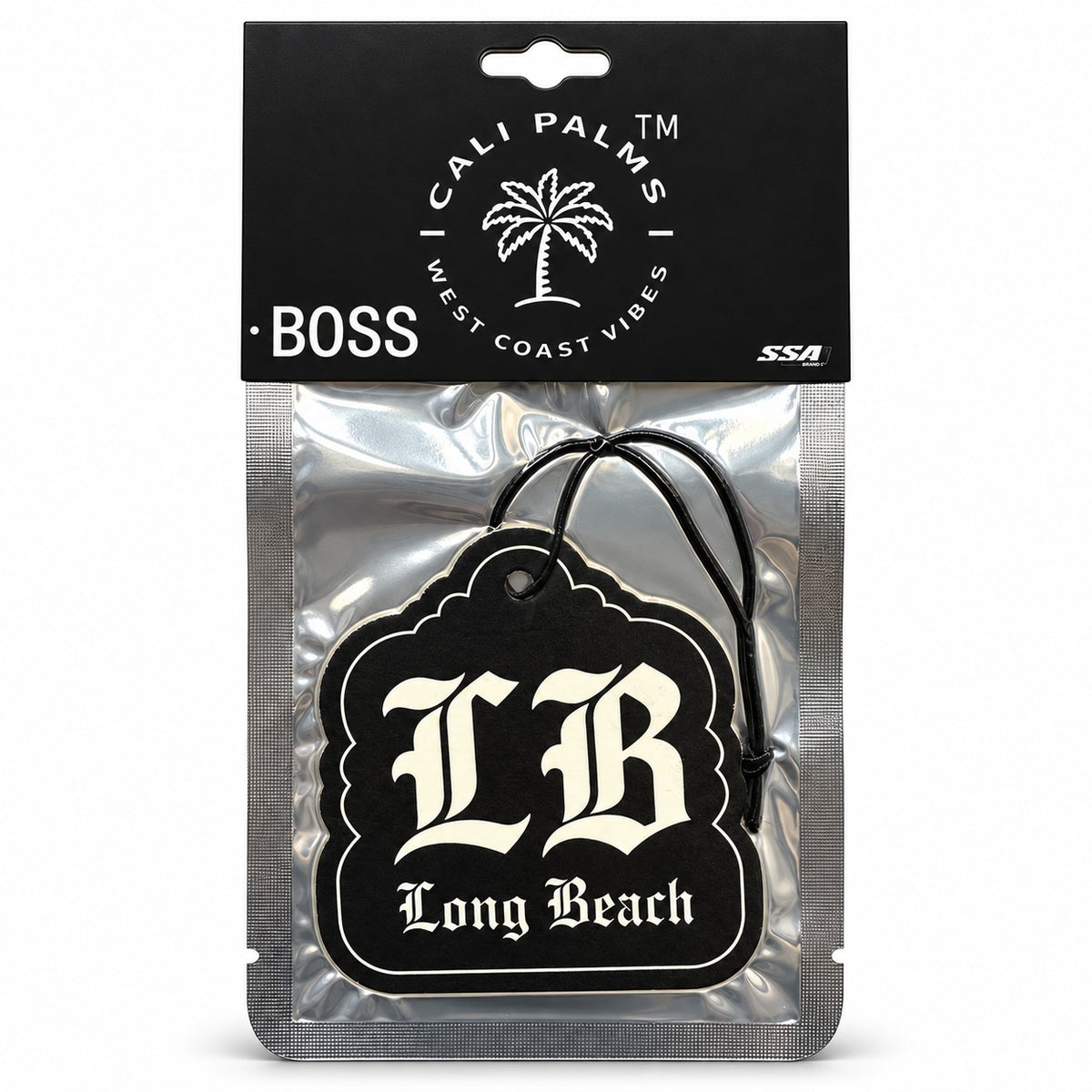 LB Long Beach - Boss Car Air Freshener - packaged product on white background
