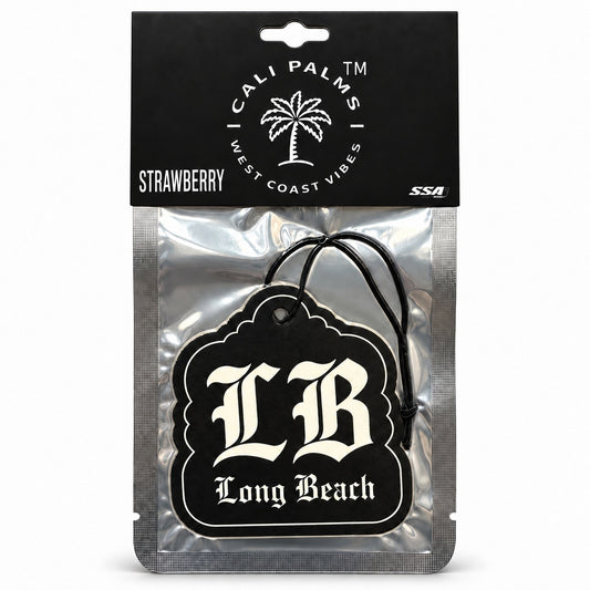 LB Long Beach - Strawberry Car Air Freshener - packaged product on white background