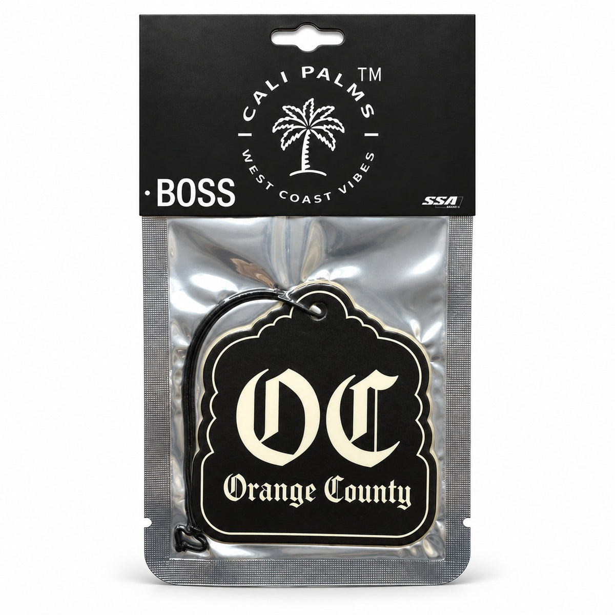 OC Orange County - Boss Car Air Freshener - packaged product on white background