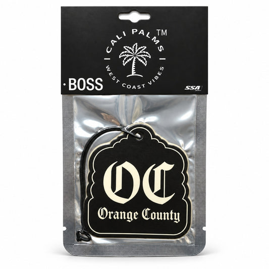 OC Orange County - Boss Car Air Freshener - packaged product on white background