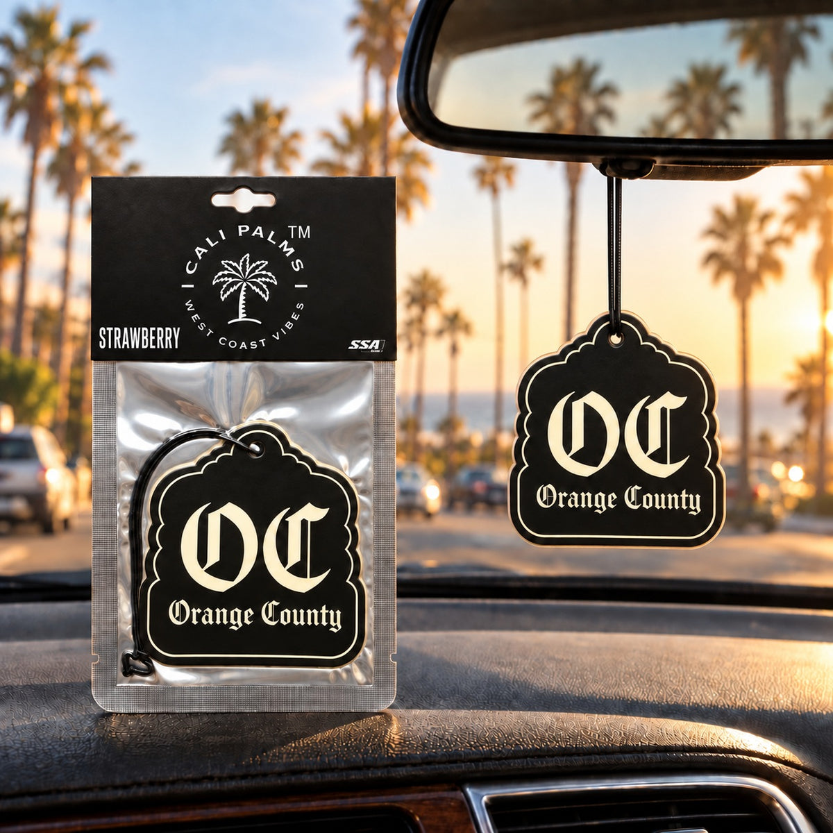 OC Orange County - Strawberry Car Air Freshener - lifestyle scene