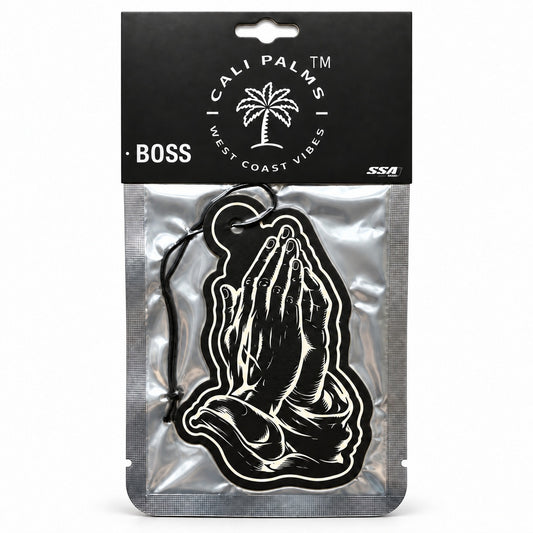 Praying Hands - Boss Car Air Freshener - packaged product on white background