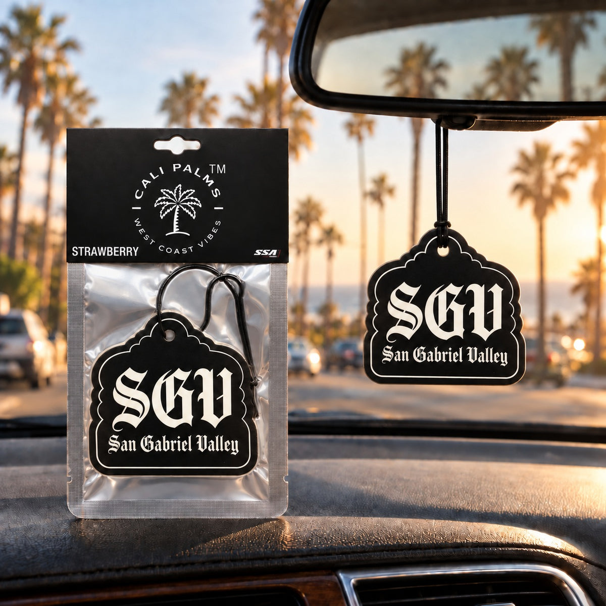 SGV San Gabriel Valley - Strawberry Car Air Freshener - lifestyle scene