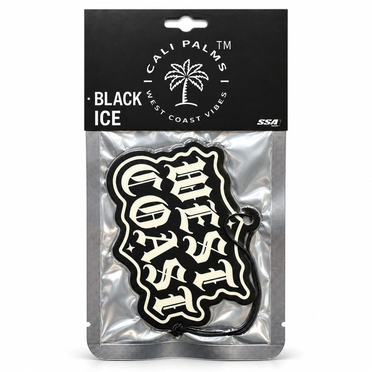 West Coast - Black Ice Car Air Freshener - packaged product on white background