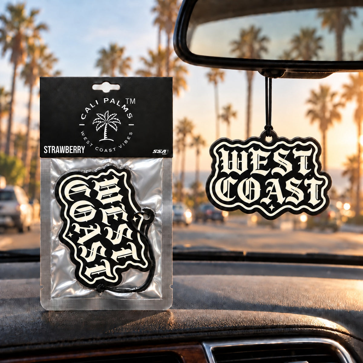 West Coast - Strawberry Car Air Freshener - lifestyle scene