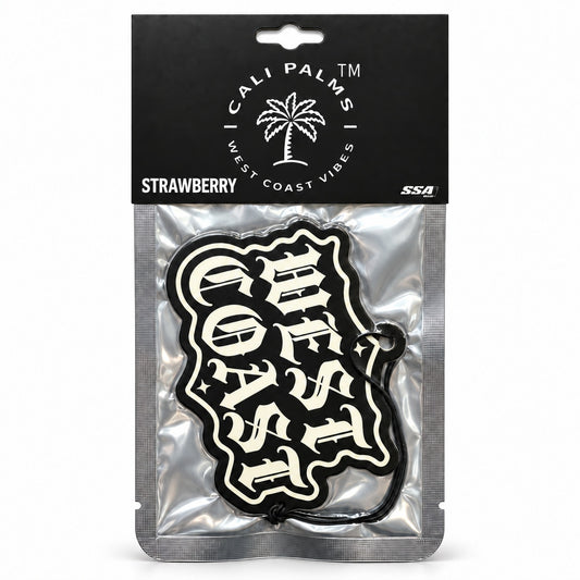 West Coast - Strawberry Car Air Freshener - packaged product on white background
